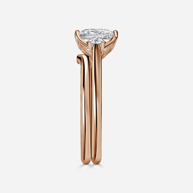 Rohini Rose Gold Plain Band Bridal Set Engagement Ring