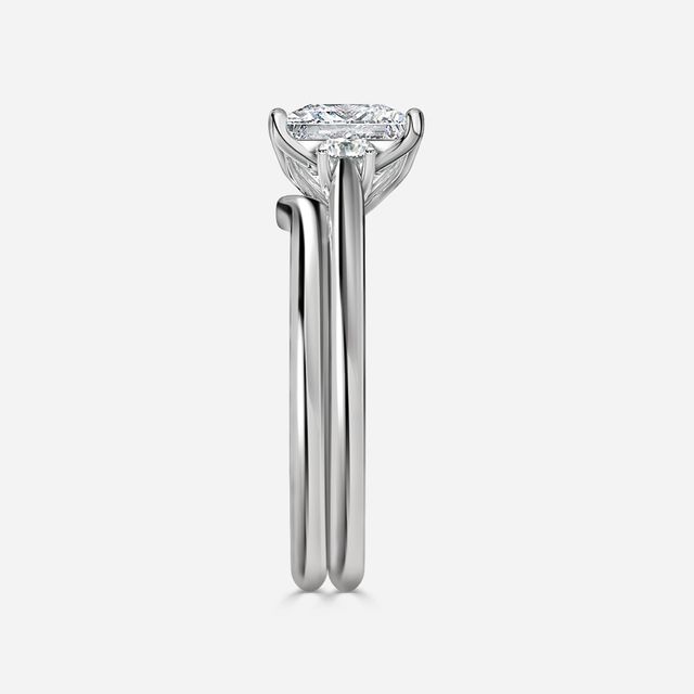 Rohini White Gold Plain Band Bridal Set Engagement Ring