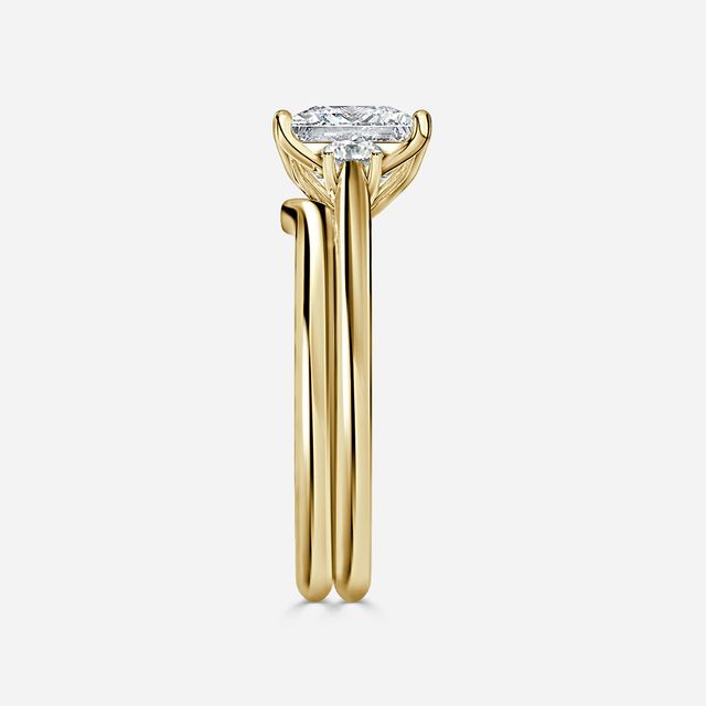 Rohini Yellow Gold Plain Band Bridal Set Engagement Ring
