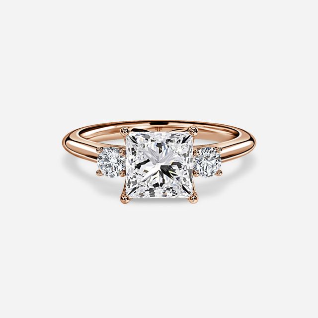 Rohini Rose Gold Plain Band Bridal Set Engagement Ring
