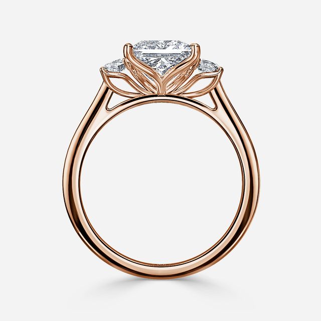 Rohini Rose Gold Plain Band Bridal Set Engagement Ring