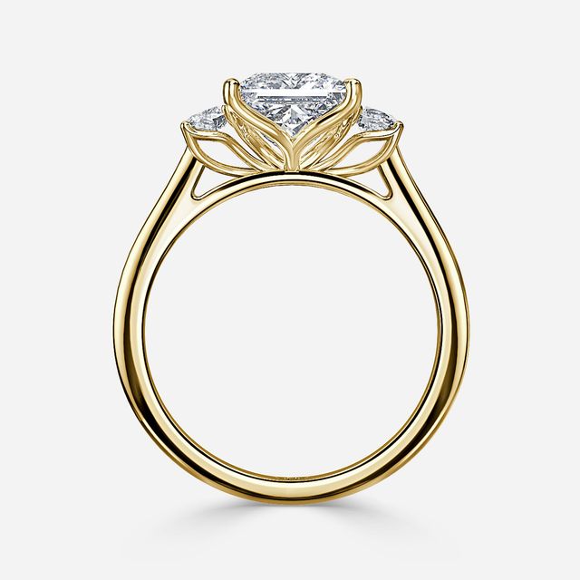 Rohini Yellow Gold Plain Band Bridal Set Engagement Ring