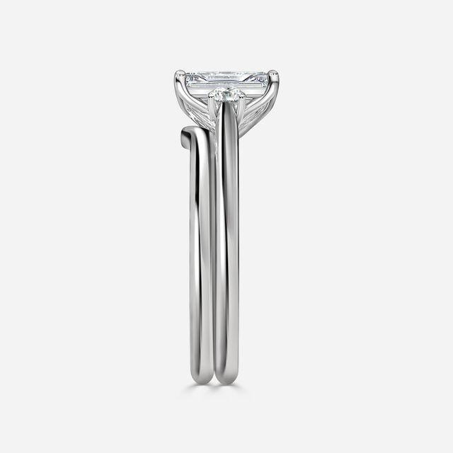 Rohini Platium Plain Band Bridal Set Engagement Ring