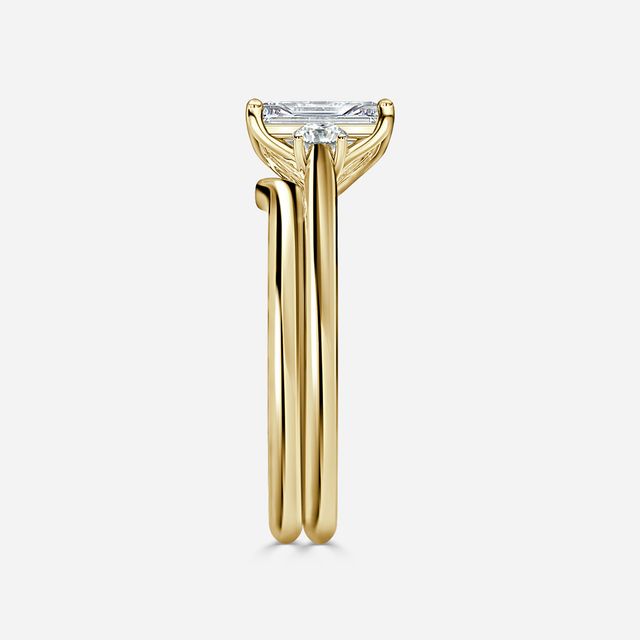 Rohini Yellow Gold Plain Band Bridal Set Engagement Ring