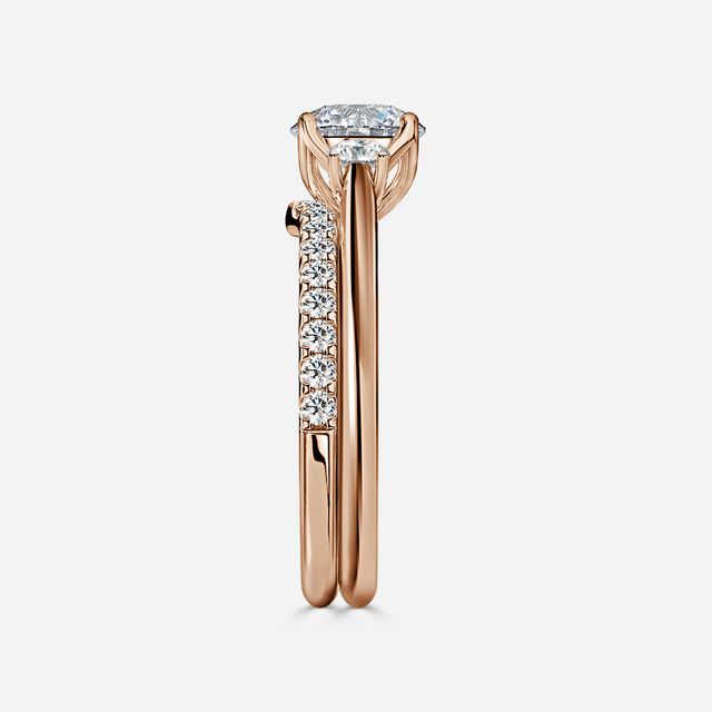Rohini Rose Gold Pavé Band Bridal Set Engagement Ring