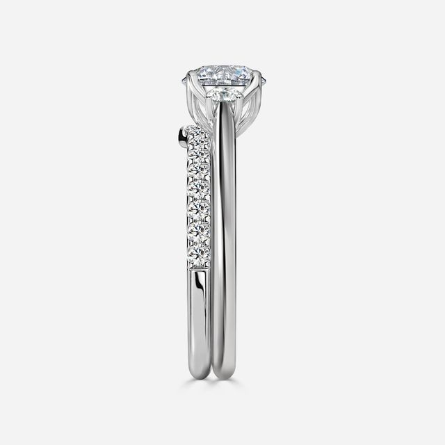 Rohini White Gold Pavé Band Bridal Set Engagement Ring