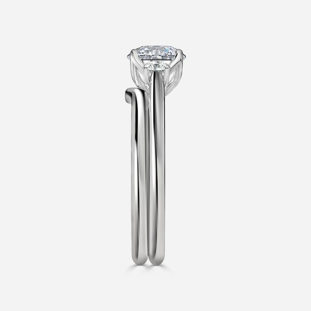 Rohini White Gold Plain Band Bridal Set Engagement Ring