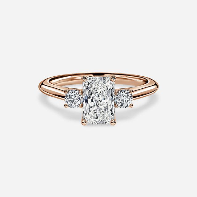 Rohini Rose Gold Plain Band Bridal Set Engagement Ring