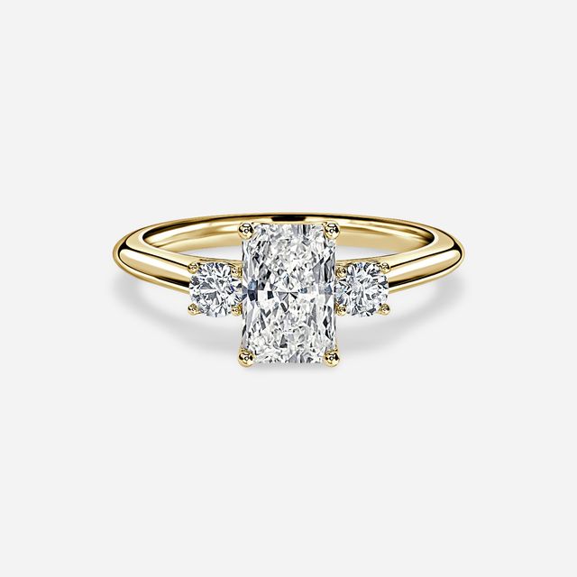 Rohini Yellow Gold Plain Band Bridal Set Engagement Ring
