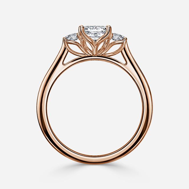 Rohini Rose Gold Plain Band Bridal Set Engagement Ring