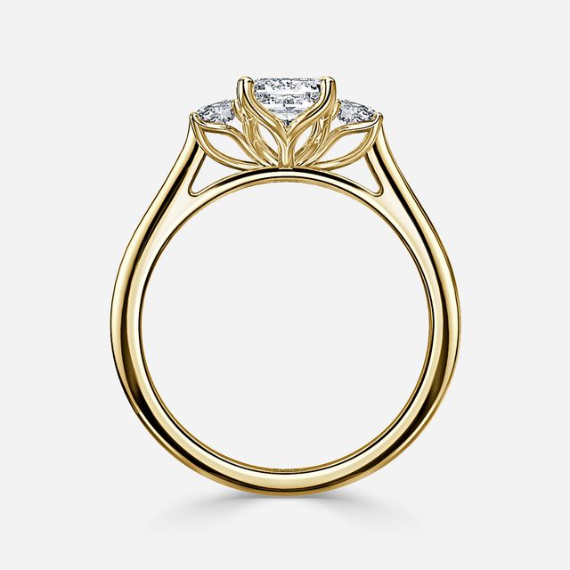 Rohini Yellow Gold Plain Band Bridal Set Engagement Ring
