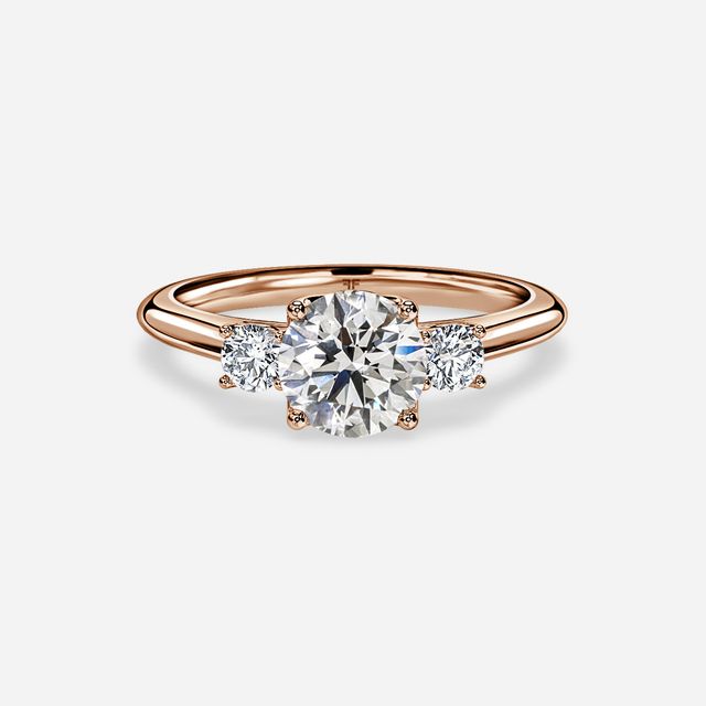Rohini Rose Gold Plain Band Bridal Set Engagement Ring