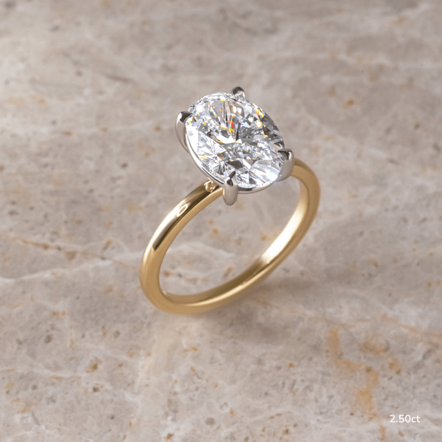 2.50ct Kate Yellow Gold Two Tone Hidden Halo Engagement Ring Oval Lab Diamond