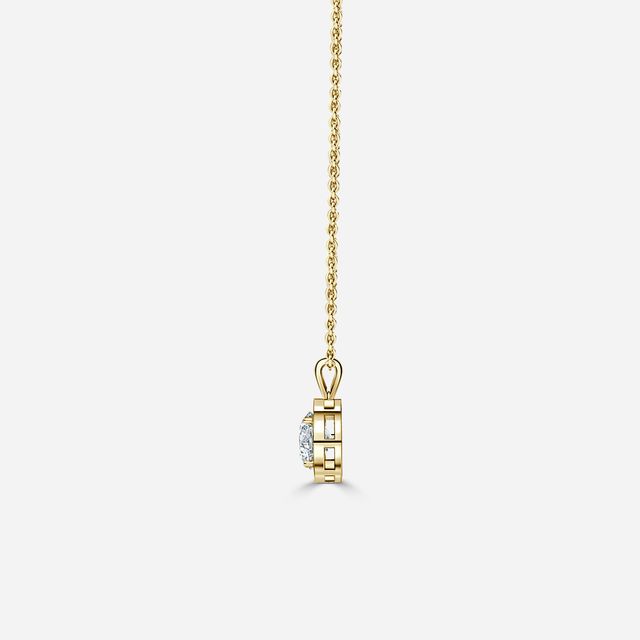 Amila Yellow Gold Halo Pendant
