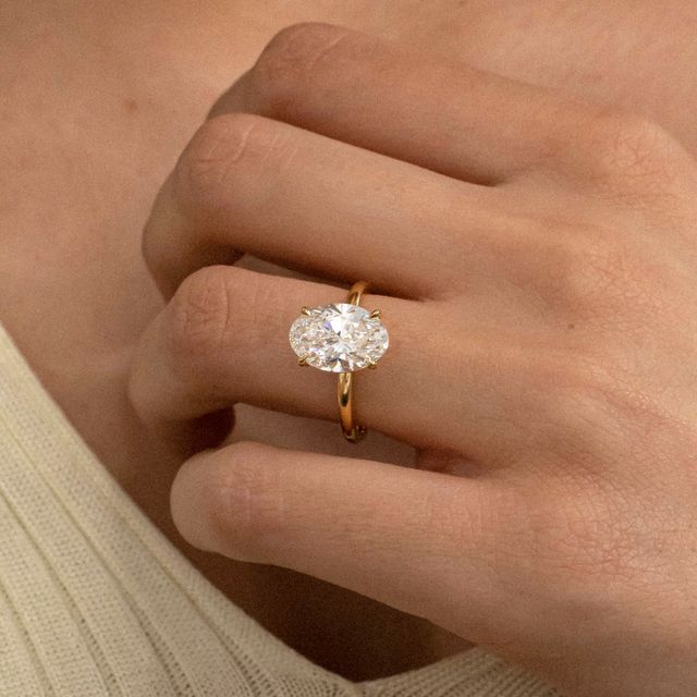 2.50ct Chelsea Yellow Gold Solitaire Engagement Ring Oval Lab Diamond