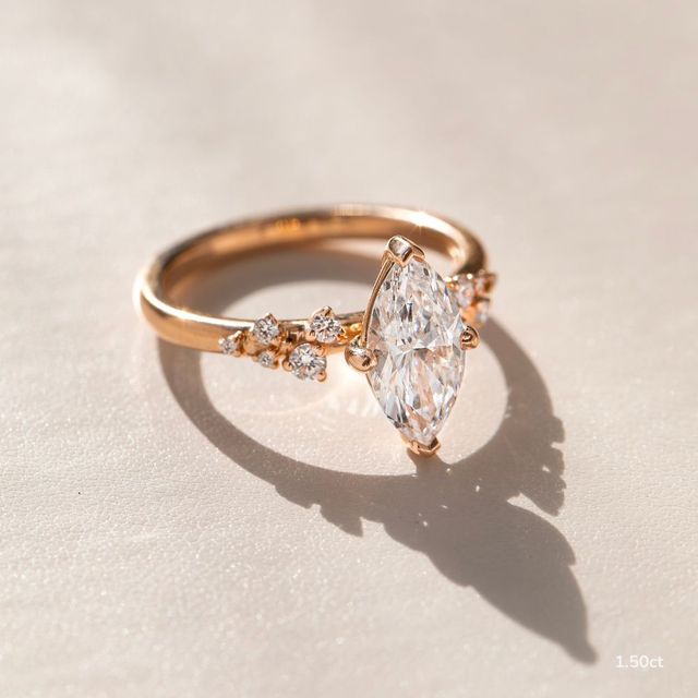 Morning Star Rose Gold Cluster Engagement Ring