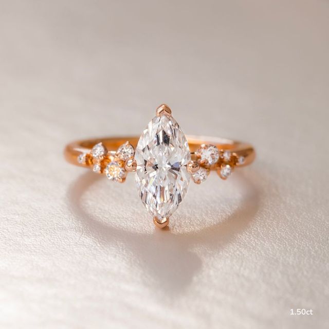 Morning Star Rose Gold Cluster Engagement Ring