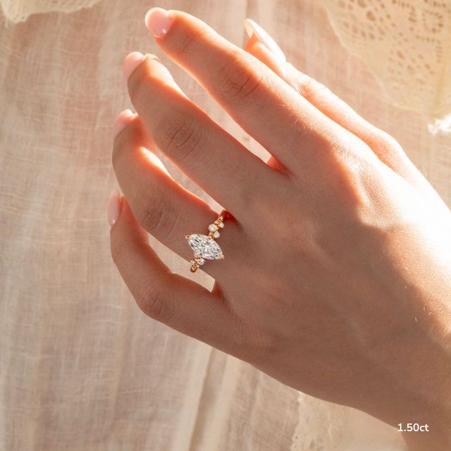 Morning Star Rose Gold Cluster Engagement Ring