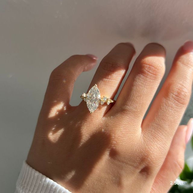 Morning Star Yellow Gold Cluster Engagement Ring