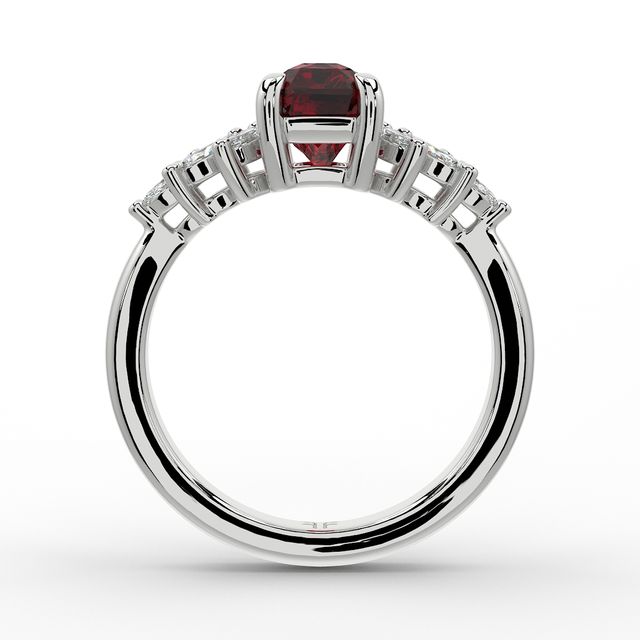 1.00ct Lab Grown Radiant Ruby Anastasia Platinum Cluster Engagement Ring