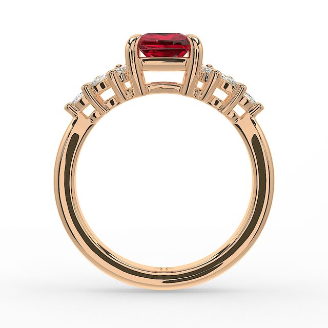 1.00ct Lab Grown Princess Ruby Anastasia Rose Gold Cluster Engagement Ring