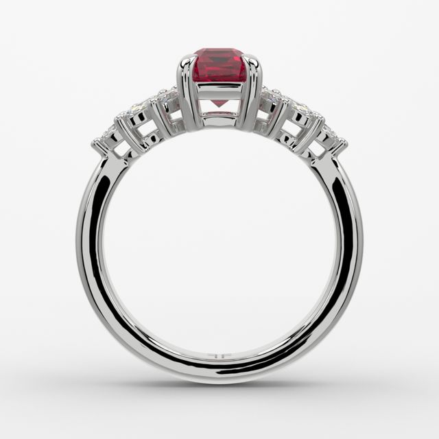 1.00ct Lab Grown Emerald Ruby Anastasia White Gold Cluster Engagement Ring