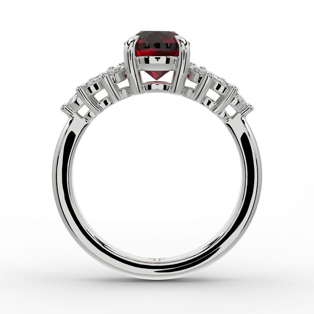 1.00ct Lab Grown Round Ruby Anastasia Platinum Cluster Engagement Ring