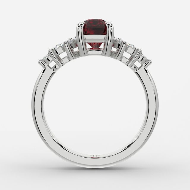 1.00ct Lab Grown Radiant Ruby Anastasia White Gold Cluster Engagement Ring