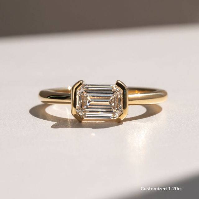 Avian Yellow Gold Bezel Set Modern Engagement Ring