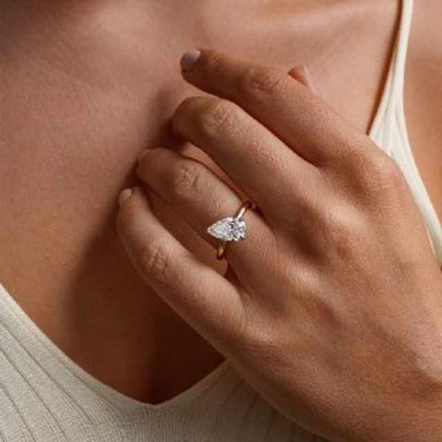 Lab Grown Pear Diamond Solitaire 2-Tone Engagement Ring-1.70ct