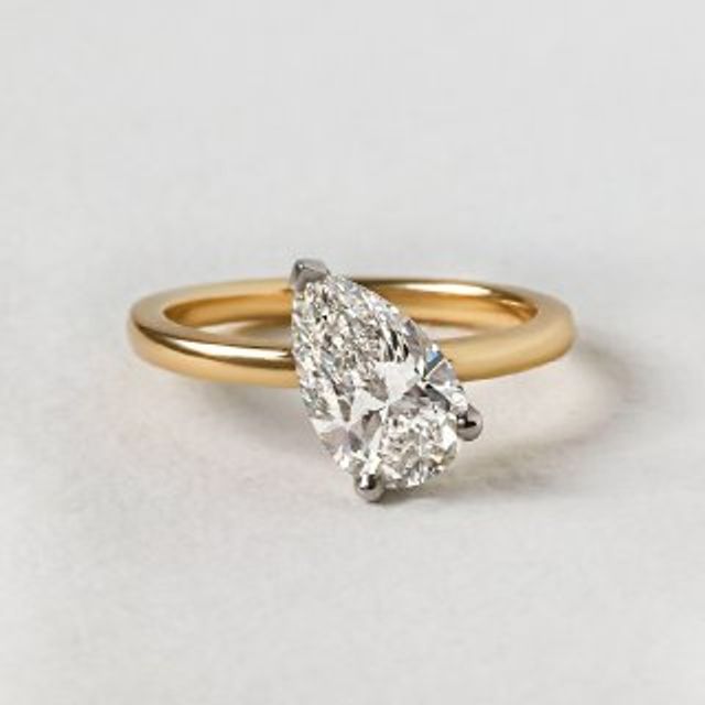 Lab Grown Pear Diamond Solitaire 2-Tone Engagement Ring-1.70ct