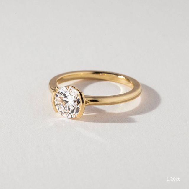 Avian Yellow Gold Bezel Set Modern Engagement Ring