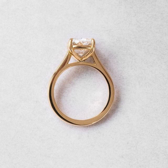 4.01ct Lab Diamond Elongated Cushion Engagement Ring in Yellow Gold Solitaire – Avery