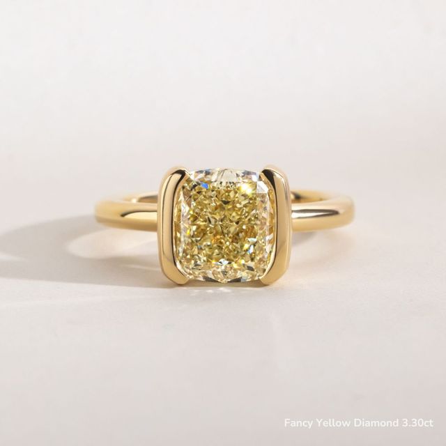 Avian Yellow Gold Bezel Set Modern Engagement Ring
