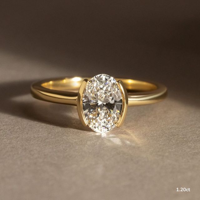 Avian Yellow Gold Bezel Set Modern Engagement Ring