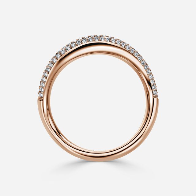 Flow Pavé Rose Gold Curved Diamond Wedding Band