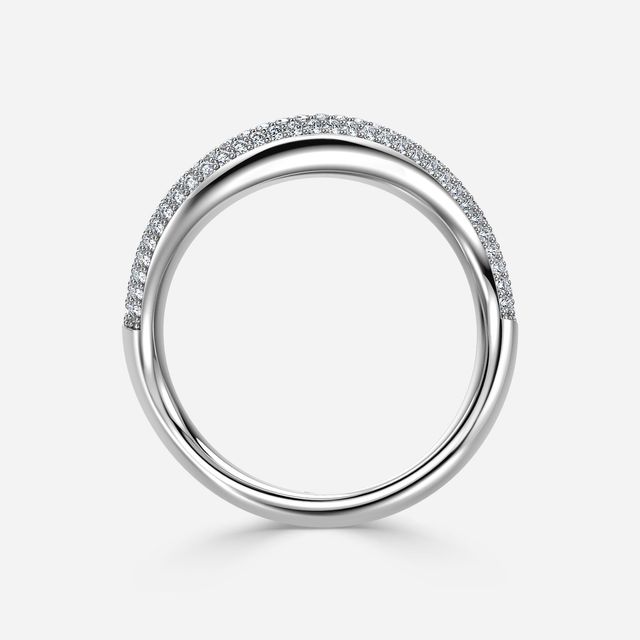 Flow Pavé White Gold Curved Diamond Wedding Band