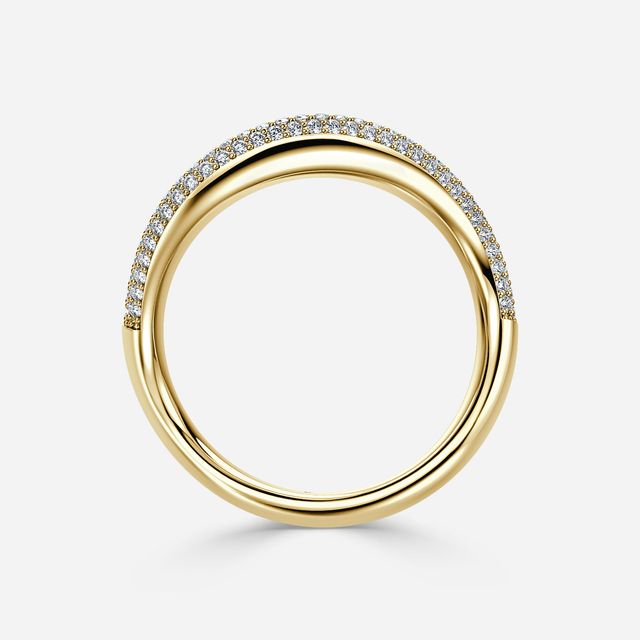 Flow Pavé Yellow Gold Curved Diamond Wedding Band