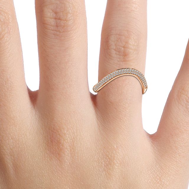 Flow Pavé Rose Gold Curved Diamond Wedding Band