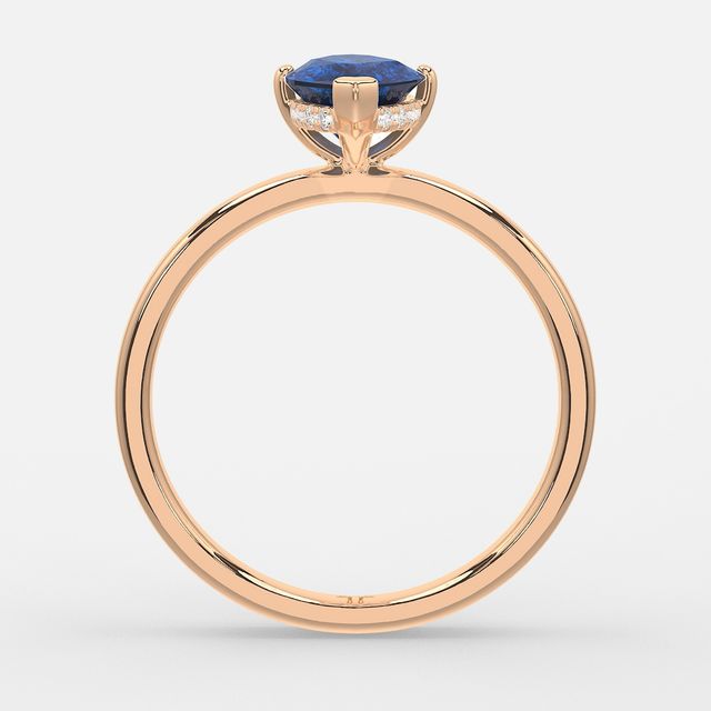 1.00ct Lab Grown Marquise Blue Sapphire Kate Rose Gold Hidden Halo Engagement Ring