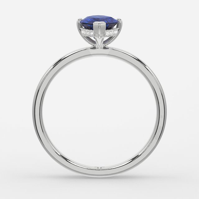 1.00ct Lab Grown Marquise Blue Sapphire Kate White Gold  Hidden Halo Engagement Ring