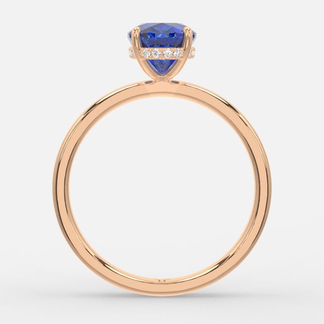1.00ct Lab Grown Oval Blue Sapphire Kate Rose Gold Hidden Halo Engagement Ring