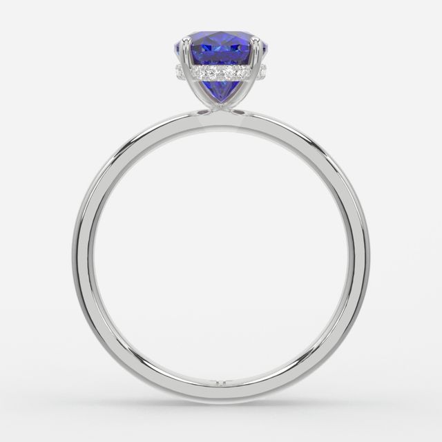 1.00ct Lab Grown Oval Blue Sapphire Kate White Gold Hidden Halo Engagement Ring