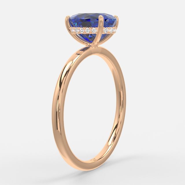 1.00ct Lab Grown Oval Blue Sapphire Kate Rose Gold Hidden Halo Engagement Ring