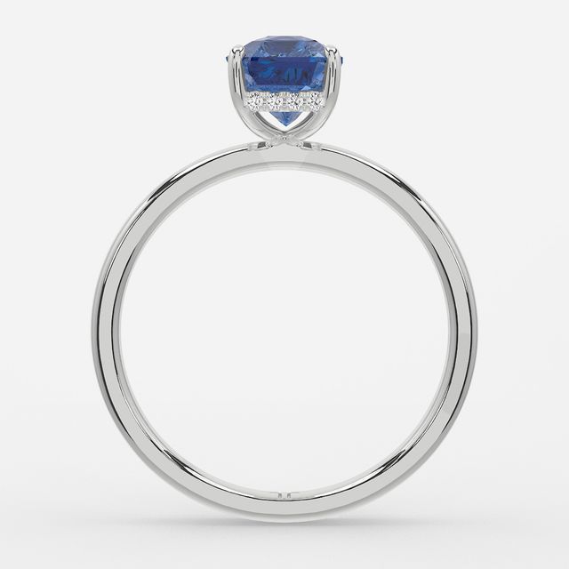 1.00ct Lab Grown Radiant Blue Sapphire Kate Platinum Hidden Halo Engagement Ring