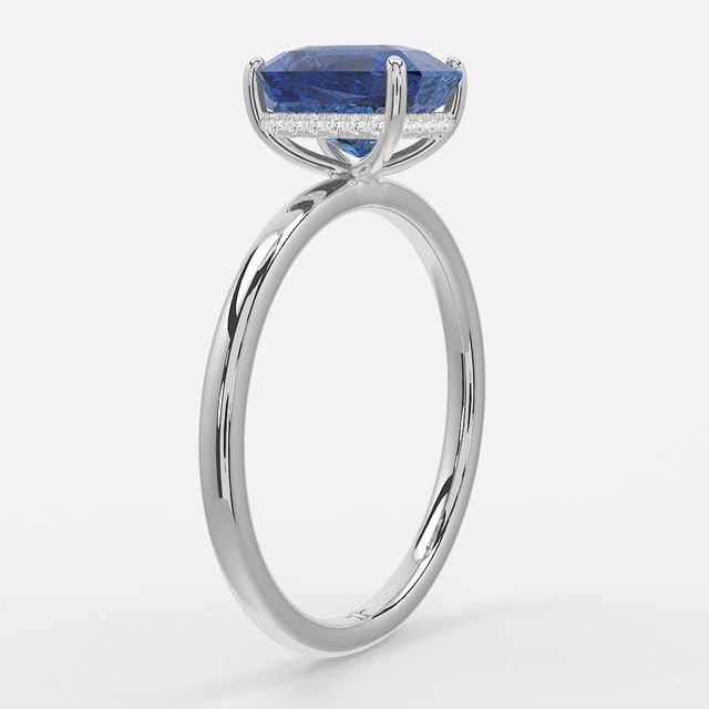 1.00ct Lab Grown Radiant Blue Sapphire Kate Platinum Hidden Halo Engagement Ring