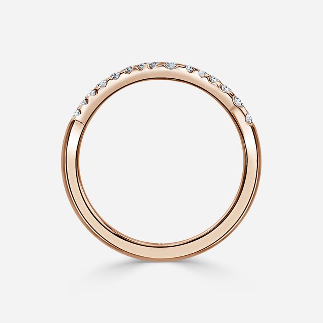 Nouveau Rose Gold Curved Diamond Wedding Ring