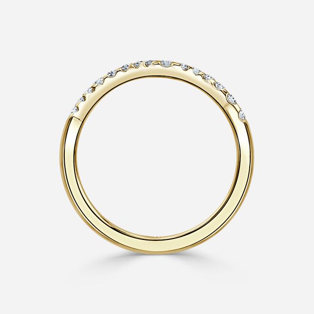 Nouveau Yellow Gold Curved Diamond Wedding Ring