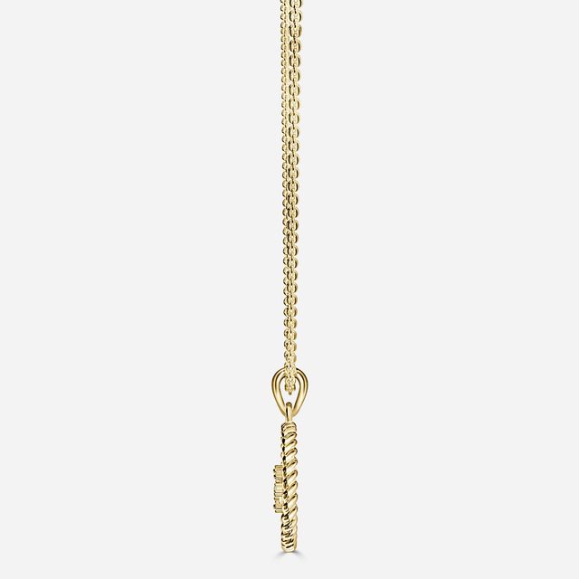 Yellow Gold Aries Diamond Star Sign Coin Necklace