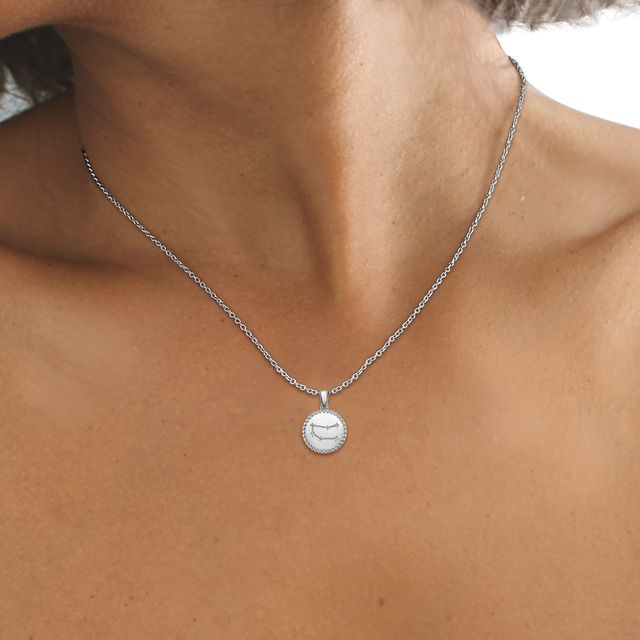 White Gold Gemini Diamond Star Sign Coin Necklace